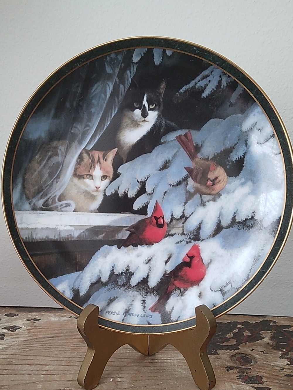 Vintage 1995 Bradford Exchange Birdwatchers Cat & Cardinal Collector Plate